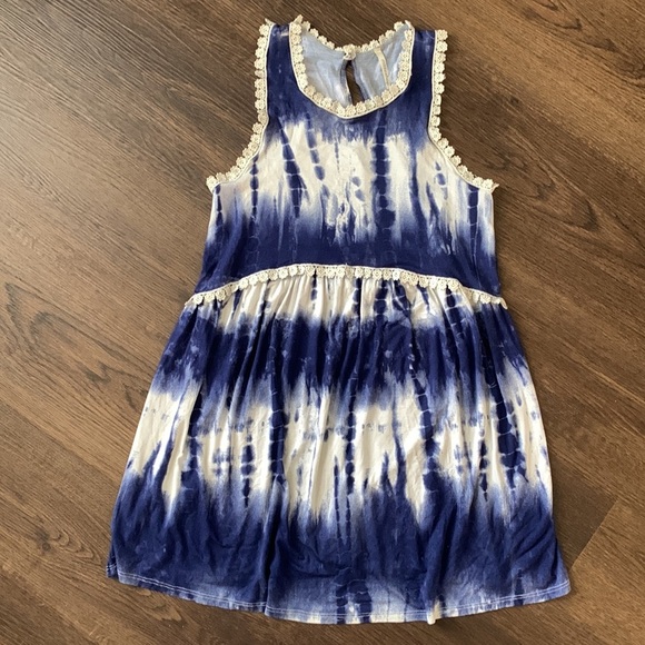mittoshop Dresses & Skirts - Mittoshop blue tie dye summer sleeveless mini sundress/swim coverup size small